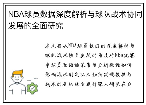 NBA球员数据深度解析与球队战术协同发展的全面研究